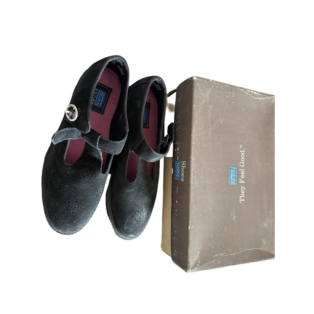 Vintage Keds‎ black suede Mary Janes size 6 S new 90s womens